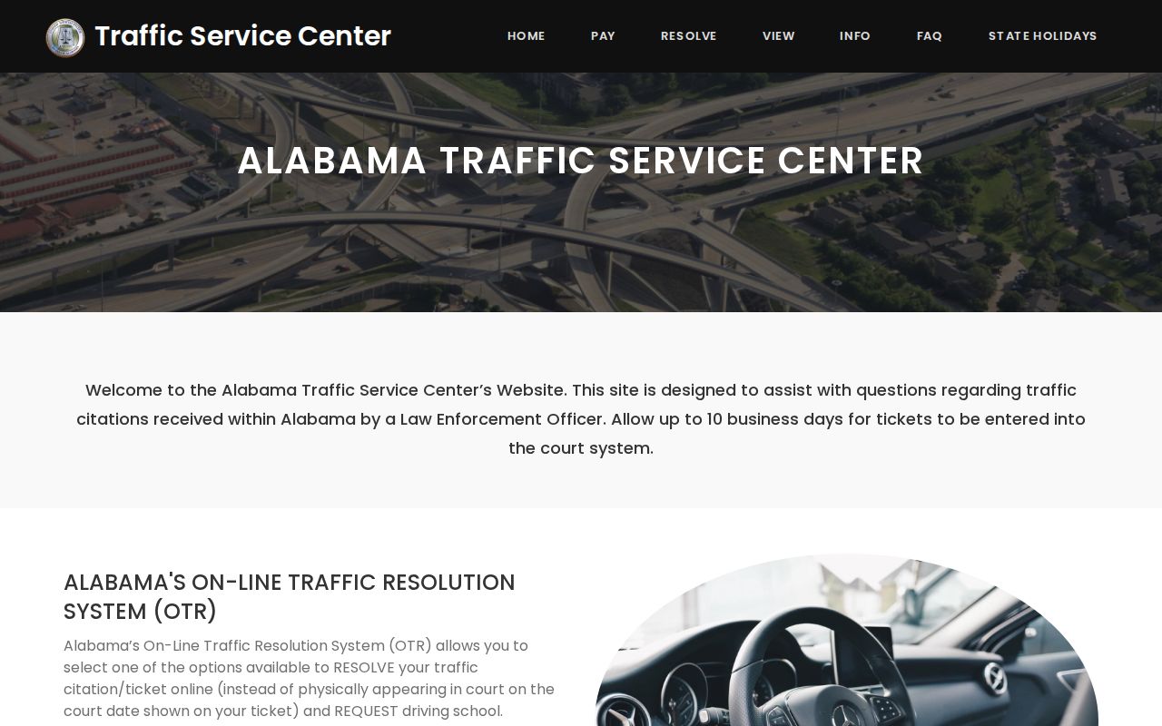 Alabama Traffic Service Center options for traffic court matters